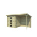  Outdoor Life Products | Tuinhuis met Overkapping Jelle 370 x 175 | Geïmpregneerd | Olijfgroen 210359-01